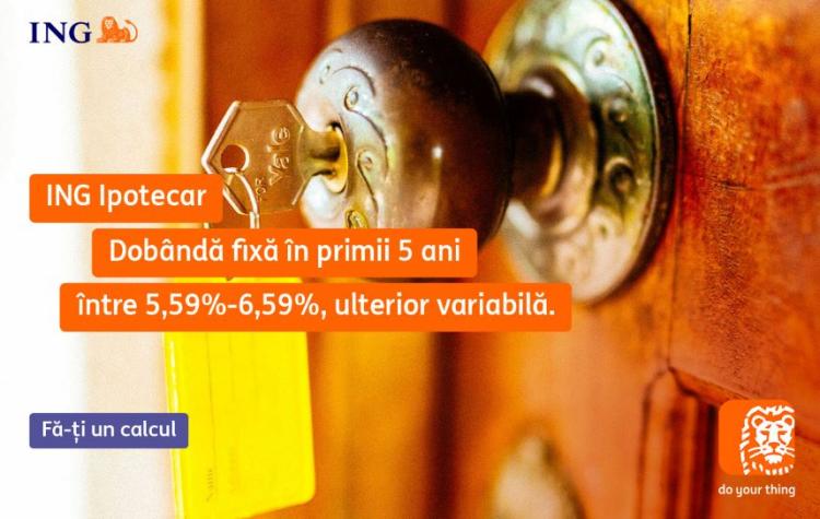 Dobânzi mai bune și un proces mai rapid pentru creditele ipotecare ING! Dobândă fixă de la 5,59% în primii 5 ani. Află condițiile!