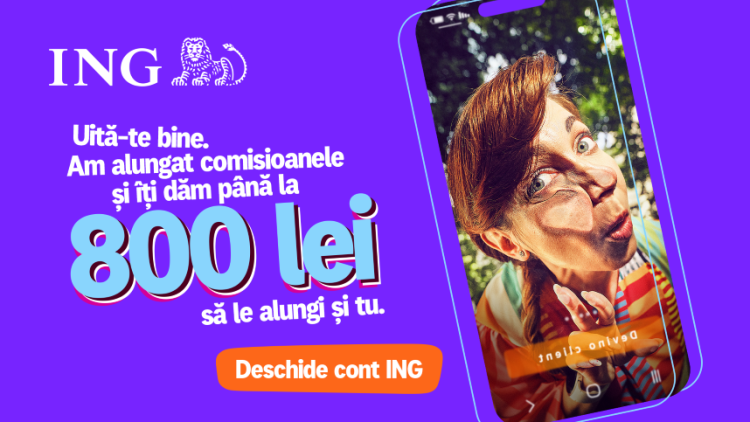 Cum te poate premia o bancă? Cu un cont deschis 100% online în 9 minute, poți câștiga până la 800 de lei dacă testezi serviciile ING